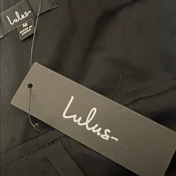 Lulu's Black Satin One-Shoulder Dress with Crisscross Back NWT - Picture 4 of 4